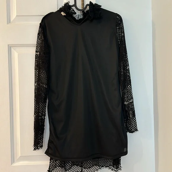 Cocktail Party Mini Black Lace Long Sleeves Dress - Picture 9 of 9